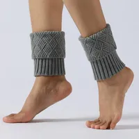 Women Socks Legging Legwarmer Knitted Diamond LatticeShort Boots Cover Leg Protection Autumn Winter Turn-ups Stocking Sleeve