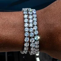 Round Square Cut Mens Tennis Bracelet Zirconia Triple Lock Hiphop Jewelry Cubic Luxury Crystal Cz Men Fashion Charm Bracelets Jewe265u