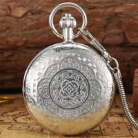 Pocket Watches Flowers Pattern Silver Copper Mechanical Watch Automatic Self-Wind Pendant Antique Clock Full Retro