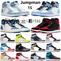 2022 Mens Jumpman 1 OG Men Basketball Shoes 1S Bred Patent University Blue Stage Haze Hyper Royal Dark Mocha Un VisionAire Heritage Women Sneakers Training Tamaño 36-46