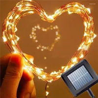 Strings 10M 100LED Solar Powered Copper Wire LED String Light Outdoor Christmas Tree Decoration Lamp Wedding Party Garland Fairy Lights