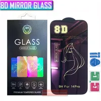 8d Beauty Mirror Tempered Glass Phone Screen Protector för iPhone 14 13 12 Mini 11 Pro Max SE XR X XS 8 7 6 med detaljhandeln