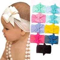 Baby Hair Accessories Girls Bow Headband 9 colors Turban solid color Elasticity fashion Kids Hairbow Boutique bow-knot HairBand