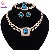 Wedding Party Accessories Crystal Gem Jewelry Sets For Women African Beads Necklace Bracelet Earrings Ring Set Christmas Gift302e