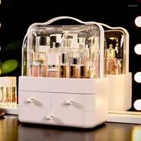 Aufbewahrungsboxen 1PCS Cosmetics Empfangsbox-Schminktisch Zubehör Mehrschichtiger staubsicherer Hochkapazität Haushaltsplatzierungsschelf