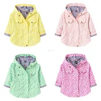 Jackets Hooded Outerwear Kids Printing Flower Windbreaker Clothes Children Clothing Baby Coat Jacket