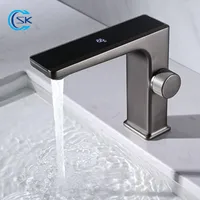 Bathroom Sink Faucets LED Digital Display Basin Faucet Cold Water Mixer Tap High Quality Brass Single Hole Tapware
