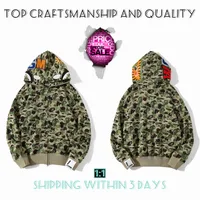 Top Craftsmanship Mens hoodies apes hoodie designer jacket shark pullover tiger full zip color Harajuku sweatshirt Fashion co-branding camouflage ape hoodys 2-18
