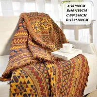Blankets Improved Winter Cotton Woven Line Blanket Sofa Towel Knitted Thickened Warm Pad Mat Bohemian Boho Throw Travel Bedspread