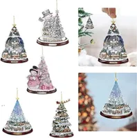 Christmas Tree Ornaments Hanging Creative Christmas Decorations Acrylic Snowman Gifts RRB15948