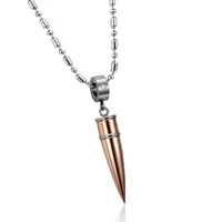 2020 zex231 new European and American fashion jewelry with diamond bullet titanium steel necklace rose gold silver Black243Z