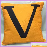 Cushion Decorative Pillow Casual Pillow Luxury Designer Letters Cushion Old Flower Pattern Home Furnishing Pillows Living Bathshowers Dhqri