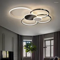 Ceiling Lights Modern LED Black White Gold Frame Plafon Lamp For Bedroom Livingroom Light AC110-220V