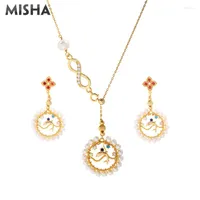 Necklace Earrings Set MISHA Luxury For Women Sets Dolphin Design Ladies Natural Pearl 2276