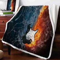 Home Heaters Water Fire Electric Guitar Printed Fleece Blanket for Beds Sherpa Throw Blanket Adults Kid for Sofa Bed Cover Soft Throw Blanket L220923