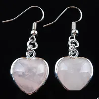 Dangle Chandelier Natural Rose Quartz Stones Dangle Earrings Love Heart Shape Bead Pendant Drop Earring Wedding Jewelry Fo Vipjewel Dhulx