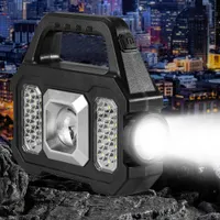 Camping Lantern LED Portable Lamp USB Laddning Solar Handhållen ficklampa Multifunktionell kraftdisplay med sidoljus för bergsbestigning 1006
