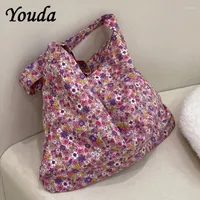 Evening Bags Youda Women Canvas Shoulder Literary Retro Design Ladies Floral Handbag Casual Tote Books Shopping Bag For Girls
