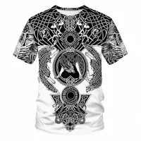 men's T-Shirts 2021 Fashion Men Hoodies 3D Printed Viking Tattoo T Shirt Tees Shorts Sleeve Apparel Unisex Norse Cosplay Funny Streetwear C61s#
