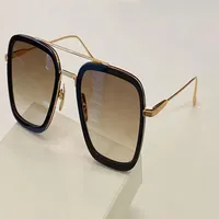 Mens Pilot Square Sunglasses Metal Gold Black Swirl Brown Gradient Lenses 7806 Fashion Sunglasses Shades Sun glasses New with Box326J