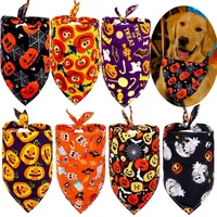 Dog Apparel 50pcs Bandana Halloween Pet Supplies Small Cat Puppy s Scarf Holiday Accessories Pumpkin Skull s 220930
