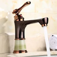 Bathroom Sink Faucets European-style All-copper Basin Faucet Retro Simple Jade Bronze Washbasin And Cold Water Furniture