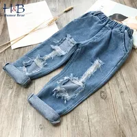 Jeans Humor Bear Fashion Children Ripped Kids Boys Girls Denim Pants For Toddler Clothes 220930