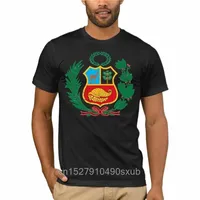 T-shirts masculins P￩rou T-shirt Peruvien Coat of Arms Escudo Men Femmes Kids Fashion V￪tements Impression de coton Collar J1AU #