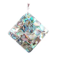 Pendant Necklaces Natural Abalone Shell Pearl Pendants Necklaces No Drilling Hole Square-Shaped Reiki Gem Stone Bead Women Hjewelry Dhkhp
