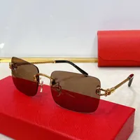 Klassische Hufeisenschnalle Herren Designer Sonnenbrille Tempelkopf Composite Metall Randless optischer Rahmen Rechteck Gold Luxus Sonnenbrille für IM2T