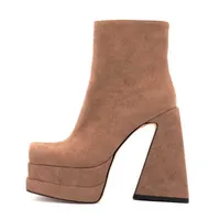Boots New European And American Style Sleeveless Heel Solid Color Thick Sole Ankle Boots Shaped Heel Square Toe Women Boots fashion Wild J220923