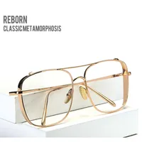 Rock style luxury fashion sunglasses for men square clear lens classic glasses full frame oversized vintage gold silver metal sung243A