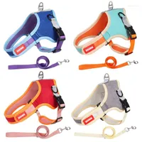 Dog Collars Harness Reflective Breathable Adjustable Pet Vest Leash For Small Dogs Outdoor Walking Supplies