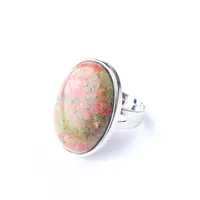 Pierścień Solitaire Oval Natural Gem Stone Unakite Jasper Finger Rings Pierścień imprezowy dla mężczyzn Kobiet Biżuteria Z9160 Drop dostawa 2021 Luckyhat Dh1Hz