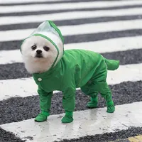 Dog Apparel Pet FullCover Raincoat OnePiece Hooded Waterproof Rainboot Clothes for Costume Outdoor Puppy Jumpsuit Raining Coat 220930
