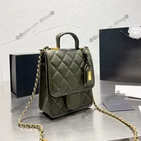 Deisgner Women Small Flap Crossbody Messenger Bags Balck Green Real Leather Luxury Handbags Outdoor Handle Portable Sacoche Gold Hardware Wallets Purse 17x19CM