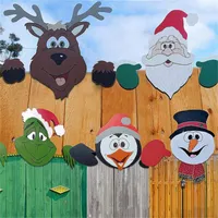 Decoraciones navideñas 2022 Santa Claus Fence Peaker Decoración al aire libre Festivalidad a la ocasión Decoración de vacaciones de fiesta