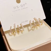 Stud Earrings Zircon Pearl Four-Claw Women's Luxury Temperament Celebrity Earings Korean Ear Hook Wedding Jewelry Gift