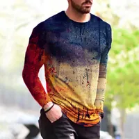 Мужские рубашки The Fire of War Print Футболки Tops Outum круглая шея с длинным рукавом футболка мужская одежда уличная одежда Camiseta Masculina 2022