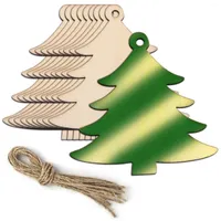 크리스마스 장식 10pcs DIY 나무 나무 장식 공예 공예품 공예 카드를위한 펜을 가진 공백 매달려 공예