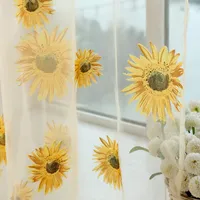 Curtain Stylish Sunflower Curtains Window Screens Door Balcony Transparent Panel Sheer Scarfs 1 2.5M