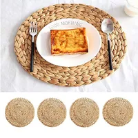 Table Mats Handmade Mat Natural Woven Placemats Water Hyacinth Coasters Farmhouse Coffee Drink Desk Decor