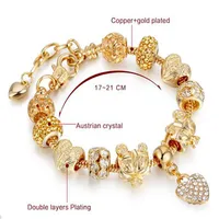 stylish gold plated heart diamond pendants beaded strands bangles alloy jewelry accessories dangle charms bracelets anklets for ch264t