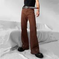Hommes s jeans mode vintage marron baggy hommes pantalon cargo flare high street féminins pantalon de jean lâche décontracté pantalon 221006