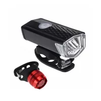 Bike Bicycle Light Black Waterproof Front Led Lamp USB Charging Bicycle Red Safety Warning Taillight Suit Light Super Bright277B
