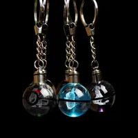 Decorative Objects Figurines 3D Anime Figure Crystal Keychain Cartoon Pocket Monsters Led KeyRing Kids Christmas Gifts L220908