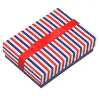 Jewelry Pouches Stud Earrings Storage Box Pendant Organizer Case Stripe Small Necklace Display Gift Packaging Boxes
