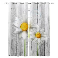Curtain Daisy Waterdrop Wood Grain Blackout Curtains For Bedroom Living Room Modern Kitchen Windows Home Decoration Drapes