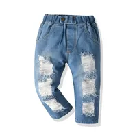 Jeans top and Fashion Kids Casual Ripped Pants Children Boys Girls Broken Loose Hole Denim Trousers for Spring Autumn 220930