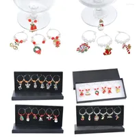 Christmas Decorations 6pcs Wine Glass Charms Markers Tags Identification For Stem Glasses Tasting Party Favors